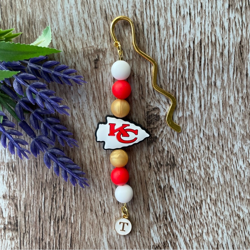 Bookmark Kansas Football Handcrafted Artisan Beaded Metal Journal Read Book